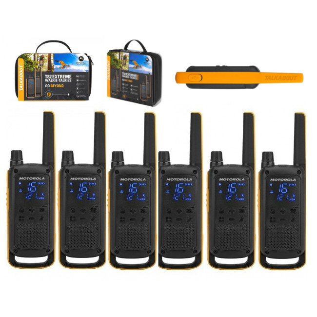 MOTOROLA-TALKABOUT T82 EXTREME QUAD PACK & CHARGER WE BLACK/YELLOW -  Talkie-Walkie